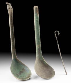 Ancient Bronze Chinese Han Ladles & Roman Spatula