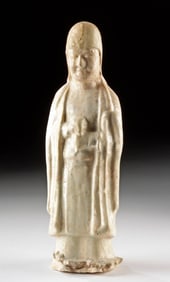 Chinese Sui-Tang Straw Glazed Mingqi Attendant Figure