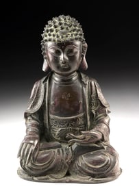 Chinese 17th C. Late Ming Bronze Buddha Statue