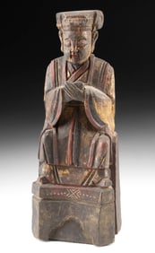 18th C. Chinese Gilt Wood Seated Daoist Deity
