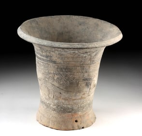 Ancient Ban Chiang Incised Pottery Vessel