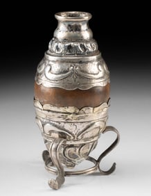 Argentine 19th C. Silver Yerba Mate Gourd Cup on Legs