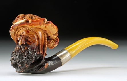 1900s Meerschaum & Bakelite Tobacco Pipe, Cavalier Head