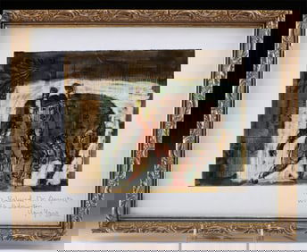 Yang Yang Mixed Media Painting w/ Inscription