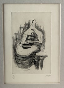 Henry Moore Etching - "Seated Woman"