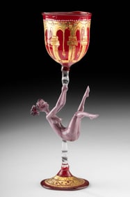 Lucio Bubacco Glass Goblet - Erotic Female Nude (1993)