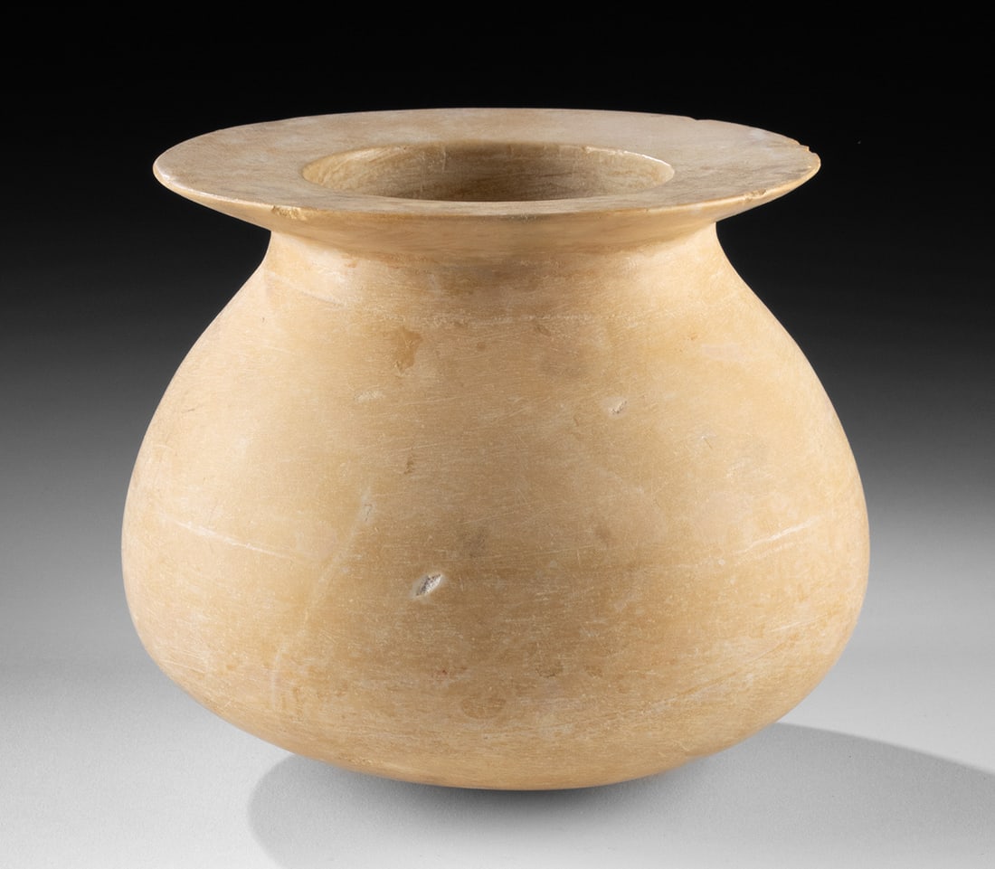 Sumerian Limestone Jar with Drilled Interior Marks (1 of 3)