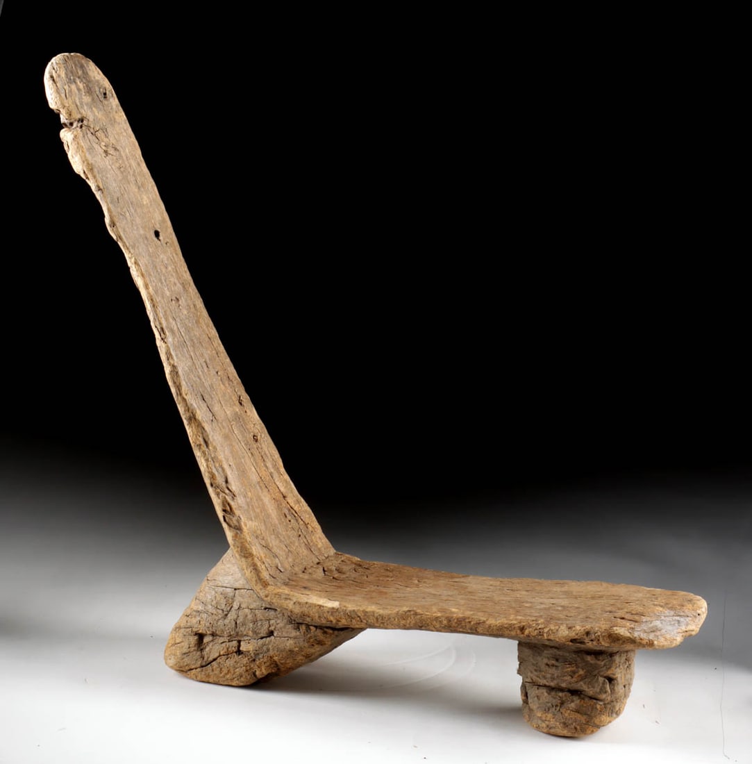 African 19th C. Lobi Wood Men's Lounging Stool (1 of 3)