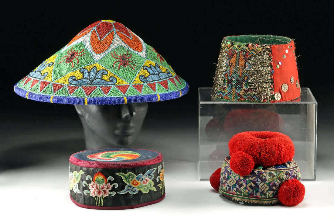 Ceremonial Indonesian & Chinese Hat Collection, 4 pcs (1 of 2)