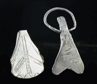 Two Celtic-Viking Age Silver Triangular Pendants