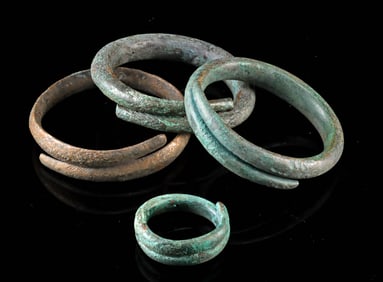 Four European Bronze Age Coiled Bracelets