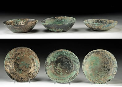 3 Near Eastern Bronze Age Hammered Copper-Tin Bowls