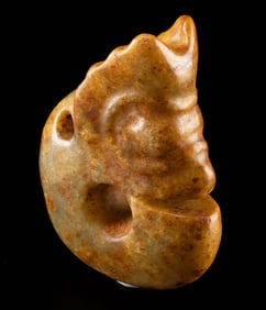 Chinese Qing Revival Greenstone Embryo Dragon Pendant