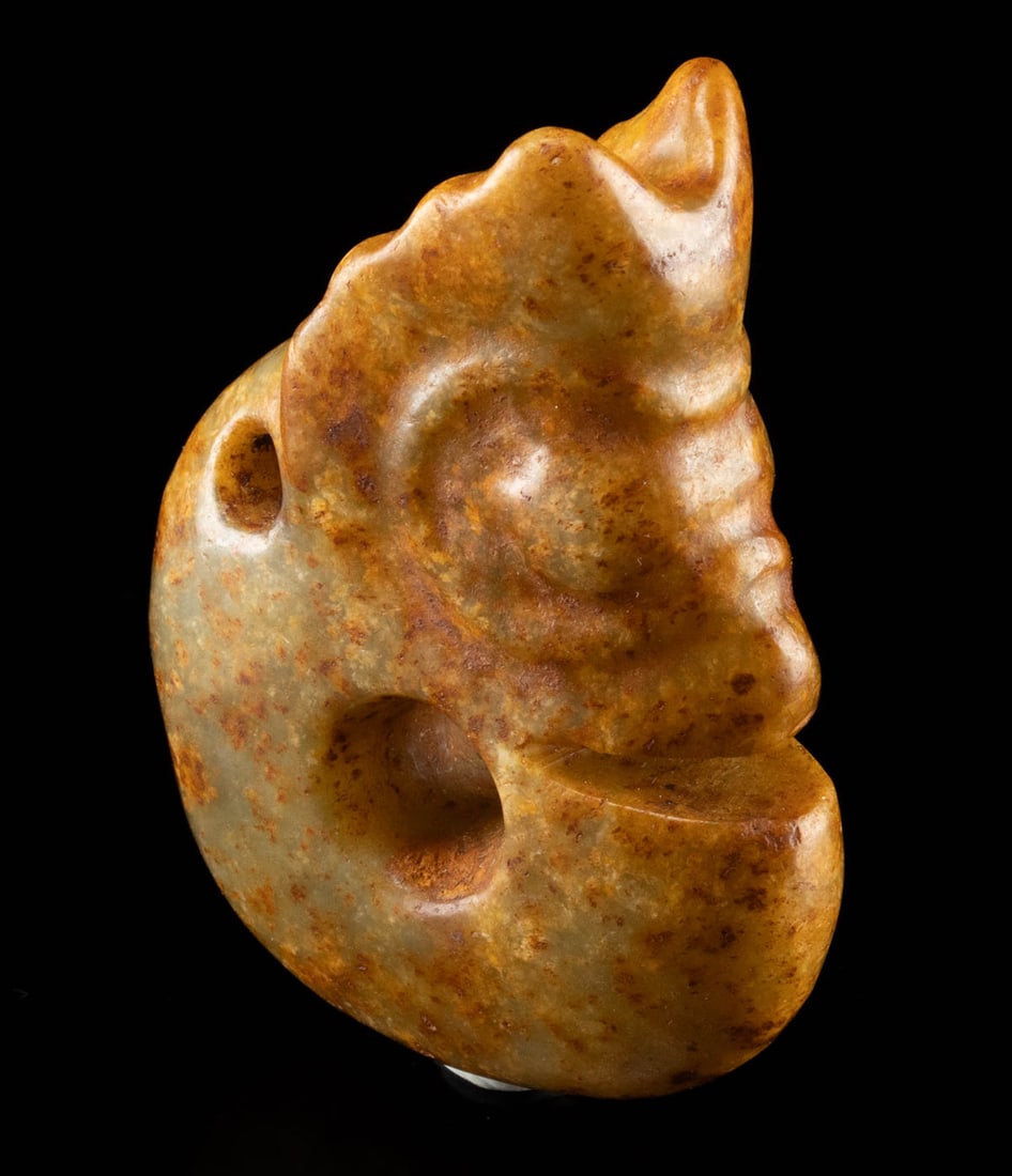 Chinese Qing Revival Greenstone Embryo Dragon Pendant (1 of 2)