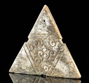 Chinese Nephrite Jade Carved Triangle Pendant
