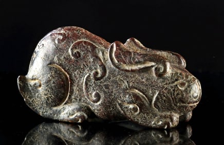 Hand-Carved Chinese Stone Rabbit Amulet