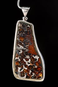 Sericho Pallasite Meteorite in Silver Pendant