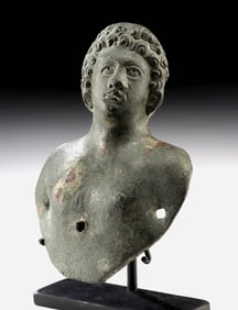 1st C. Roman Bronze Bust Applique of a Youth