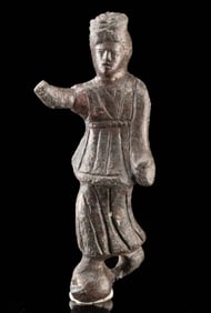 Roman Bronze Tyche Fortuna Figurine on Orb