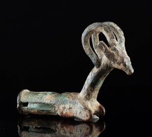 Ancient Luristan Leaded-Bronze Ibex Whetstone Handle