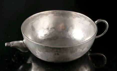 19th C. Himalayan Silver Libation Bowl for Puja