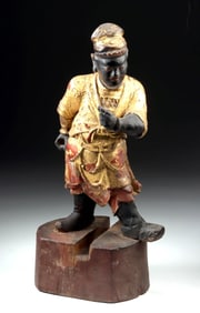 Chinese Qing Gilt / Red Lacquered Figure of Chou Tsang