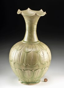 20th C. Chinese Pottery Vase - Celadon Lotus Design