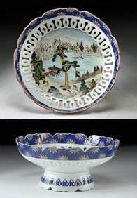 19th C. Japanese Meiji Gilt Porcelain Fruit Dish