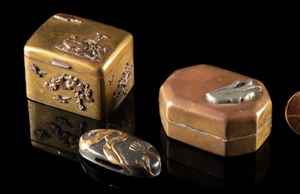American Trinket / Japanese Shakudo Boxes & Kashira Cap