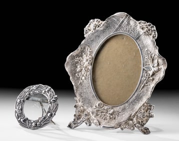 1900s Art Nouveau Sterling Silver Picture Frames (pr)