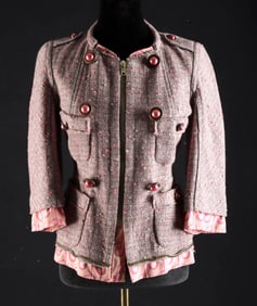 Marc Jacobs Pink Tweed Embellished Jacket