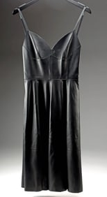 Christian Dior Black Leather Bustier Midi Dress (Italy)