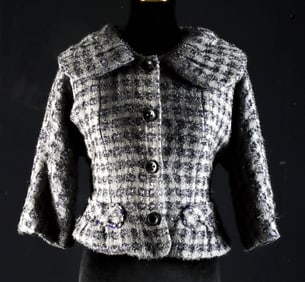 Marc Jacobs Sculptural Metallic Tweed Fitted Jacket