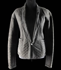YSL Rive Gauche Quilted Suede Shawl-Collar Jacket