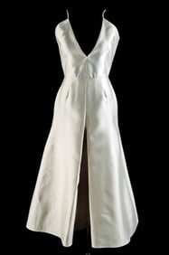 Alexander Arutyunov Ivory Satin Spaghetti-Strap Gown