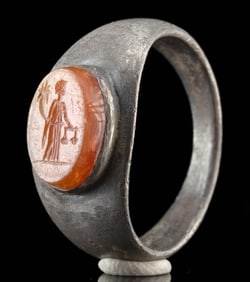 Silver Ring w/ Carnelian Intaglio of Aequitas
