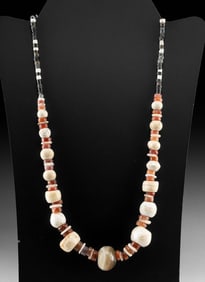 Ancient Near Eastern Carnelian & Agate Beaded Necklace