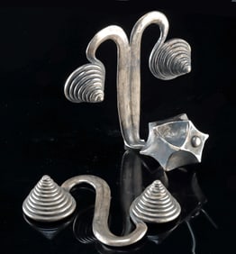 Chinese Miao Silver Dress Fasteners / Back Ornaments