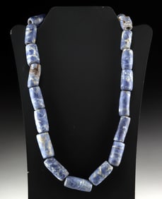 Gorgeous Ancient Moche Large Sodalite Beaded Necklace