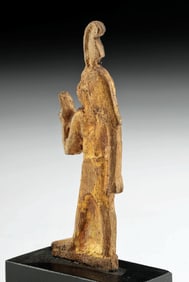 Rare Egyptian Ptolemaic Gilded Wood Plaque - God Shu