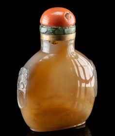 Lovely Chinese Qing Agate Snuff Jar, Coral & Turquoise