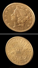 1873-S $20 Gold Double Eagle - Closed 3 Variety