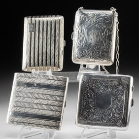 4 Art Deco & Art Nouveau European Gilt Silver Cases