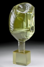 Roman A. Clef 1978 Abstract Lucite Green Sculpture