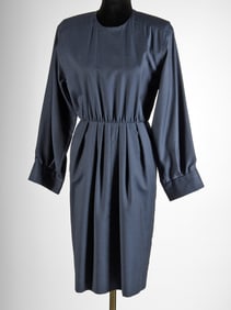 1980s YSL Rive Gauche Navy Wool Day Dress, France