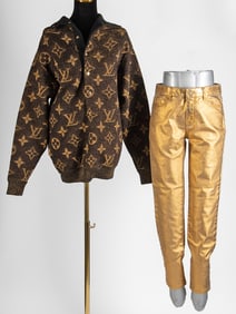 Louis Vuitton Glitter Monogram Sweater + Chanel Pants