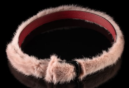 Missoni Pink Mink-Trimmed Leather Belt + Original Box