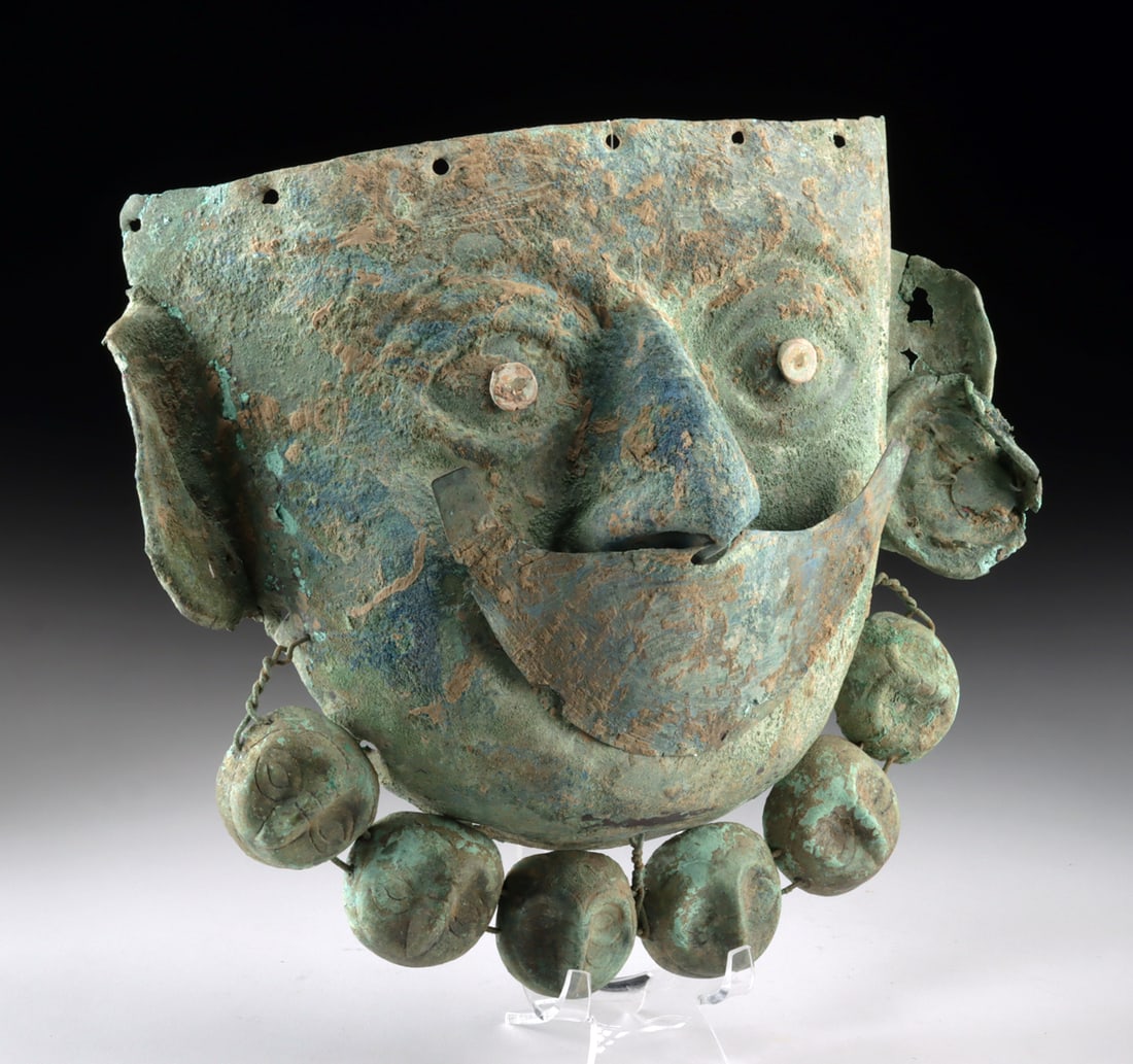 Moche Copper Mask w/ Shell Pupils & Owl Necklace (1 of 4)