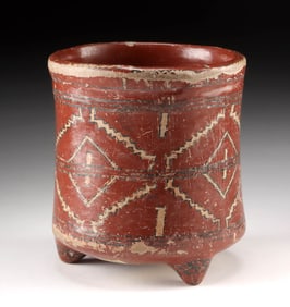Chupicuaro Redware Tripodal Jar w/ Geometric Motifs