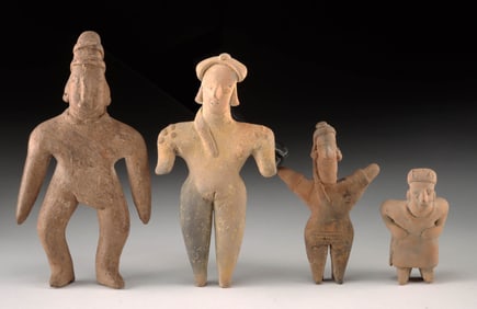 Four Mesoamerican Colima Shaft Tomb Pottery Figurines